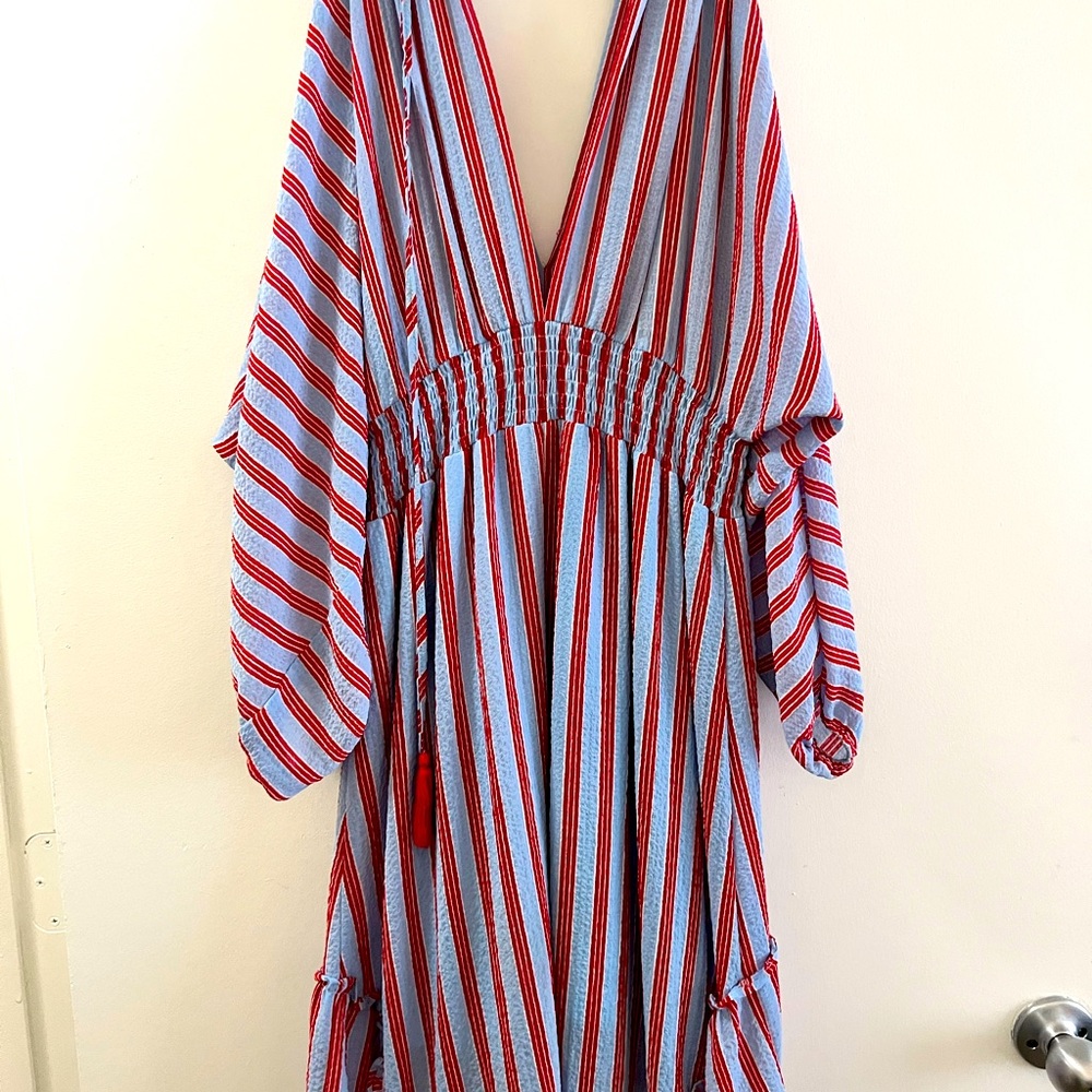 Blue and red stripped dress